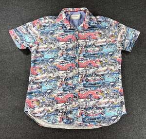 Williams & Kent Men's Vintage Porsche Print Short Sleeve Button Down Shirt